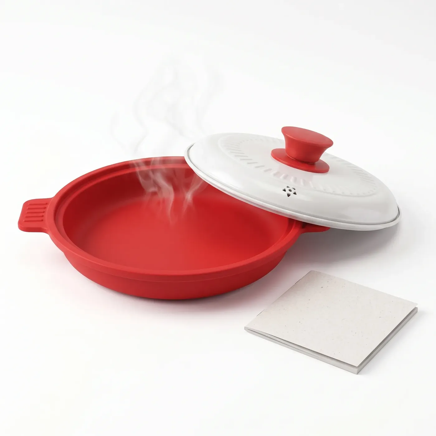 JetChef pan with its lid and the printed recipe guide